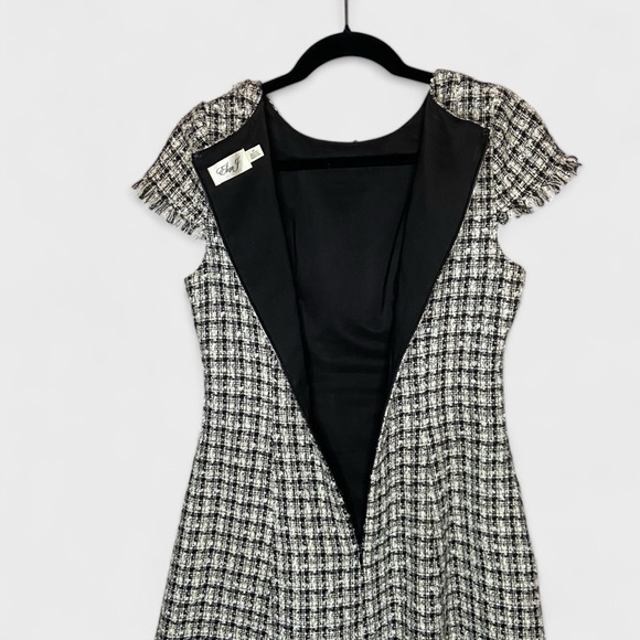 Eliza J Black and White Tweed Fit and Flare Dress, EUC, size 8P - Picture 5 of 7